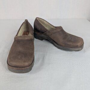 Frye Scout Clog Slip On Brown Leather Comfort Shoes Womens Sz 8 M